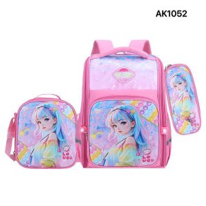 کوله پشتی 3 تیکه دخترانه خارجی صورتی