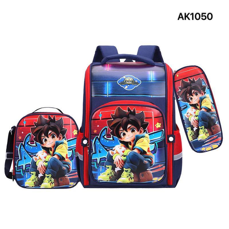 کوله پشتی 3 تیکه پسرانه خارجی سرمه ای