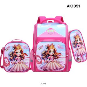 کیف مدرسه 3 تیکه دخترانه خارجی صورتی