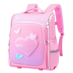 کیف مدرسه دخترانه مدل صندوقی طرح قلب