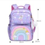 کیف دخترانه مدرسه طرح زنگین کمان بنفش