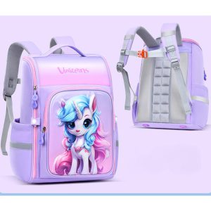 کوله پشتی مدرسه دخترانه صندوقی خارجی طرح پونی براق کد 8