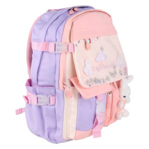 کوله پشتی دخترانه آکواریومی با رنگ پاستلی طرح خرگوش کد 16