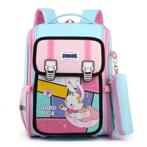 کوله دخترانه صندوقی طرح خرگوش چتر سوار همراه جامدادی کد66355