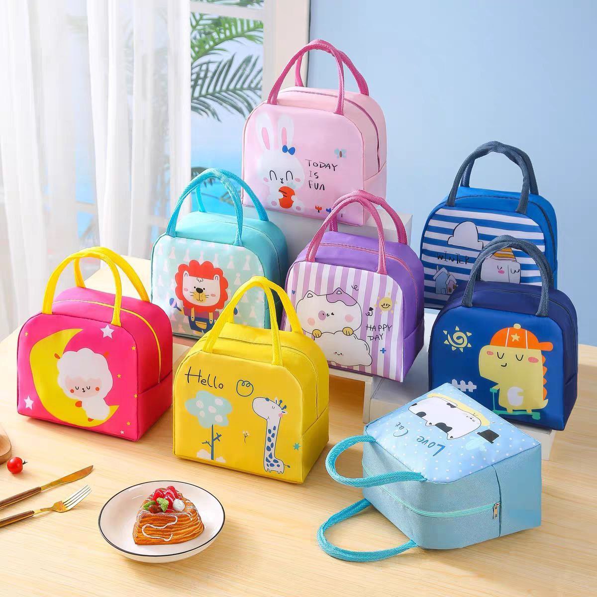 کیف ظرف غذای کودکان طرح حیوانات کارتونی با عایق حرارتی کد 5033
