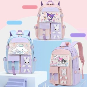 کوله پشتی دخترانه خارجی رنگارنگ خرگوشی (کرومی، ملودی و سینامورول)