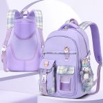 کیف چهارخانه شیک برای دانش‌آموزان ارغوانی