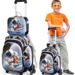 خرید کیف مدرسه چرخدار فضانورد + جامدادی و کیف غذا