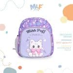 کیف مهدکودکی طرح گربه پاپیون دار کد miss puff 5699 بنفش