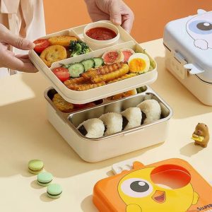 ظرف غذای استیل طرح جوجه رنگی کد 223
