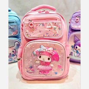 کوله پشتی مدرسه دخترانه آکواریومی طرح ملودی با دامن کد 1412