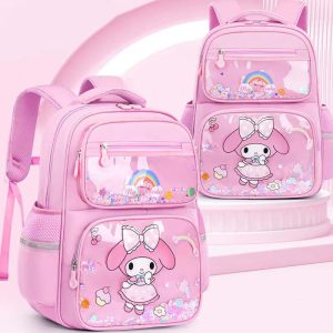 کوله پشتی دخترانه مدرسه ای طرح مای ملودی آکواریومی رنگین کمان دار کد 365