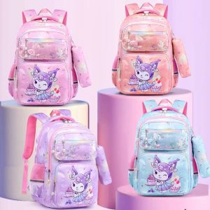 کوله پشتی دخترونه مدرسه ای طرح کرومی آکواریومی همراه با جامدادی کد 6553