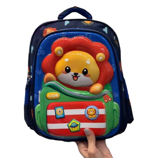 کوله پشتی کودک فایبر براق طرح شیر خندان کد 122