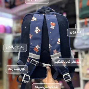 کوله پشتی کودک طرح گربه سه بعدی فایبر براق کد 127