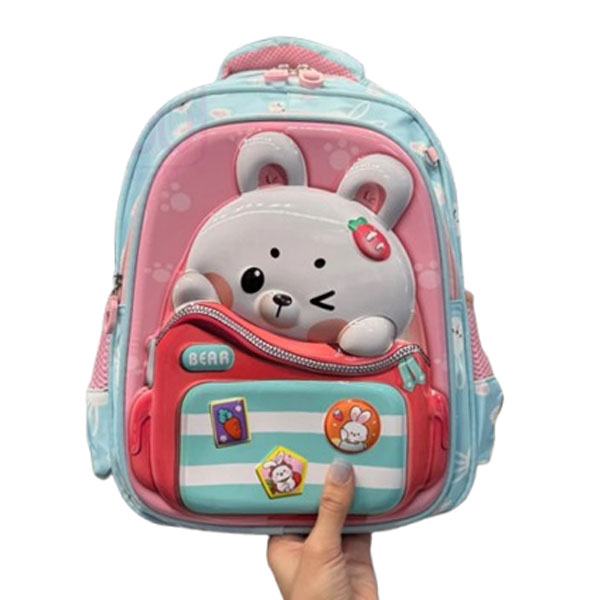 کوله پشتی کودک طرح خرگوشی سه بعدی فایبر براق کد 126