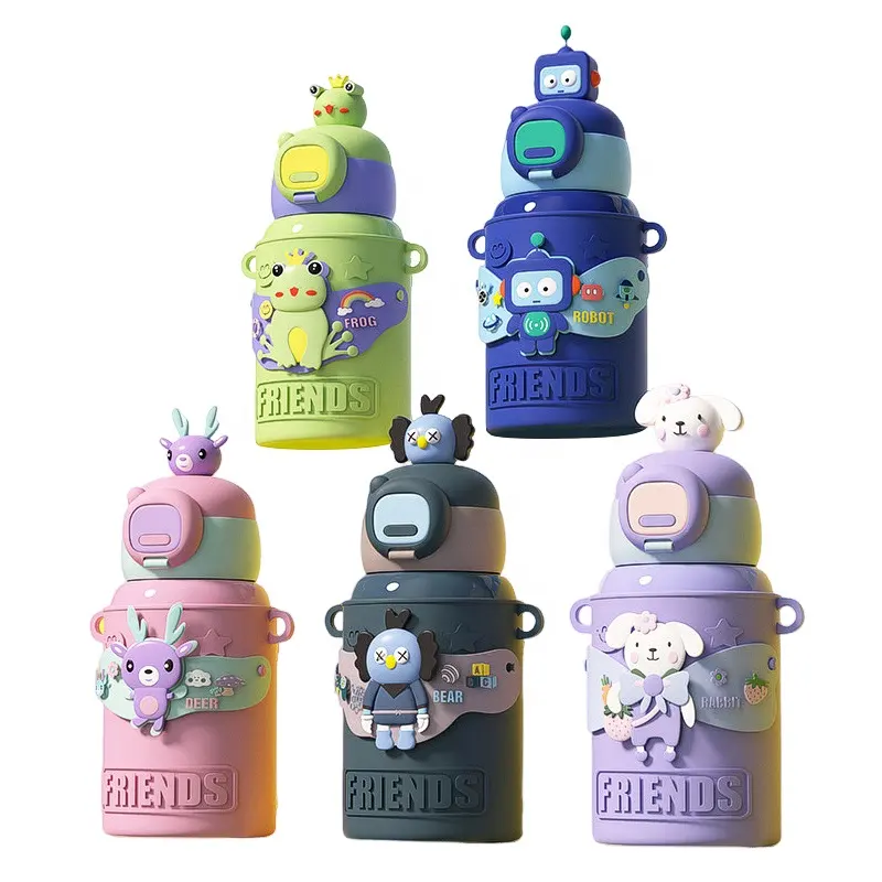 بطری آب استیل ضد زنگ 450 میلی لیتری مخصوص کودکان، عایق دو جداره وکیوم برای مدرسه و کمپینگ