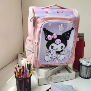 کوله پشتی دخترانه مدل کرومی صندوقی جلو جامدادی کد 8768