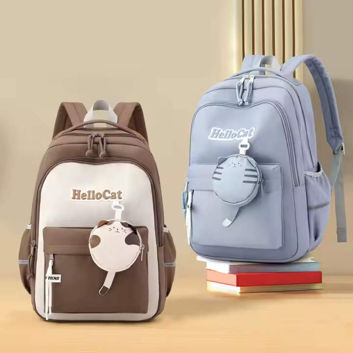 کوله پشتی فانتزی وارداتی Hello cat با کیف کوچک طرح گربه کد6859