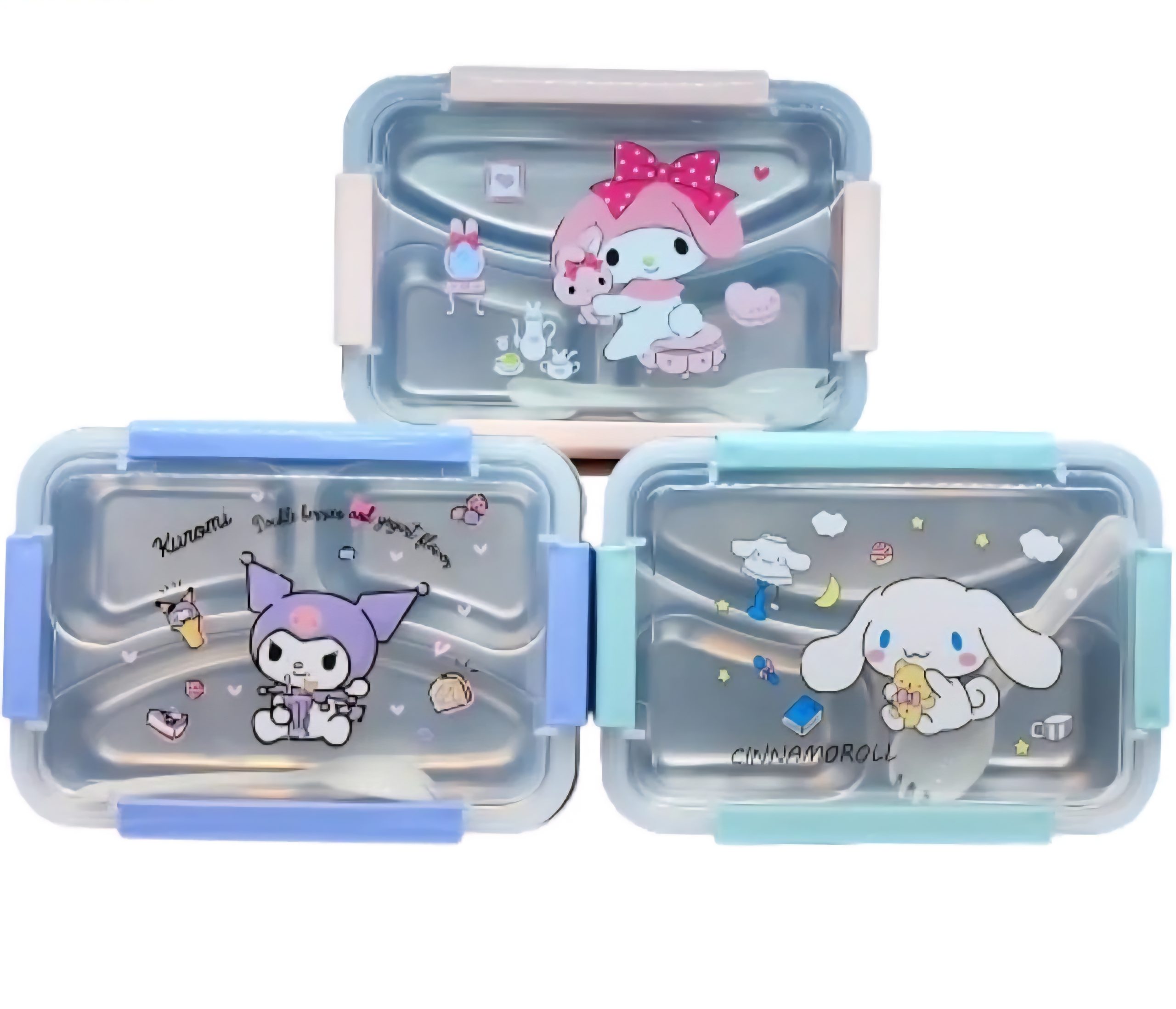 ظرف غذای استیل کرومی با طراحی شخصیت‌های کارتونی