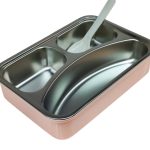 قاشق و چنگال همراه ظرف غذای استیل کرومی