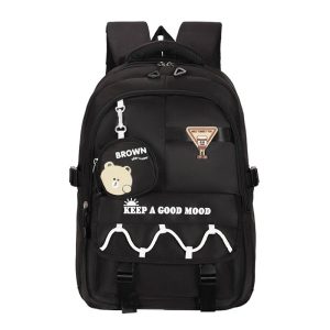 کوله پشتی مشکی با کیف کوچک طرح خرس