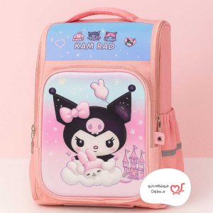 کوله پشتی دخترانه مدلکرومی صندوقی جلو جامدادی کد 8768