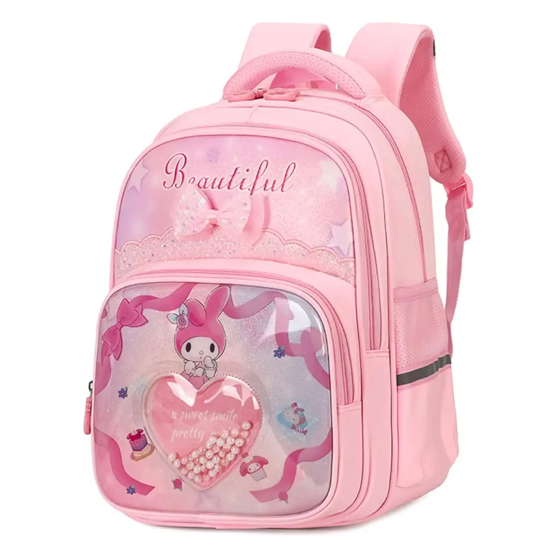 کوله پشتی دخترانه ملودی طرح قلب بالب دار -