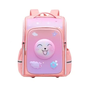 کوله پشتی مدرسه دخترانه طرح لبخند رنگ گلبهی