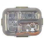 ظرف غذا استیل سه قسمتی واشر دار همراه قاشق کد 1446