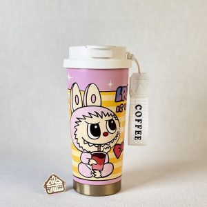 تراول ماگ استیلی طرح لبوبو caka coffee cup کد 1724