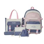 کولهپشتی و کیفهای ست مدرسهای پنج تکه طرح خرگوش با رنگ آبی فیلی