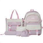 کولهپشتی و کیفهای ست مدرسهای پنج تکه طرح خرگوش با رنگ کالباسی