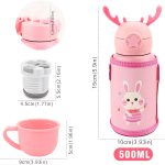 فلاسک طرح گوزن با درب لیوانی و نی نوش