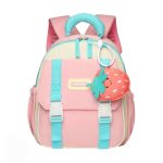 کوله‌پشتی بچگانه توت فرنگی صورتی با ظاهری شاد و کودک‌پسند