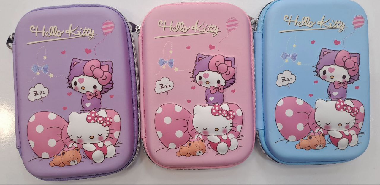 جامدادی کیتی با زیپ کامل و فضای مناسب برای مداد، ماژیک و لوازم تحریر