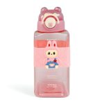 قمقمه صورتی لبوبو با نی داخلی و بند قابل‌حمل برای بچه‌ها