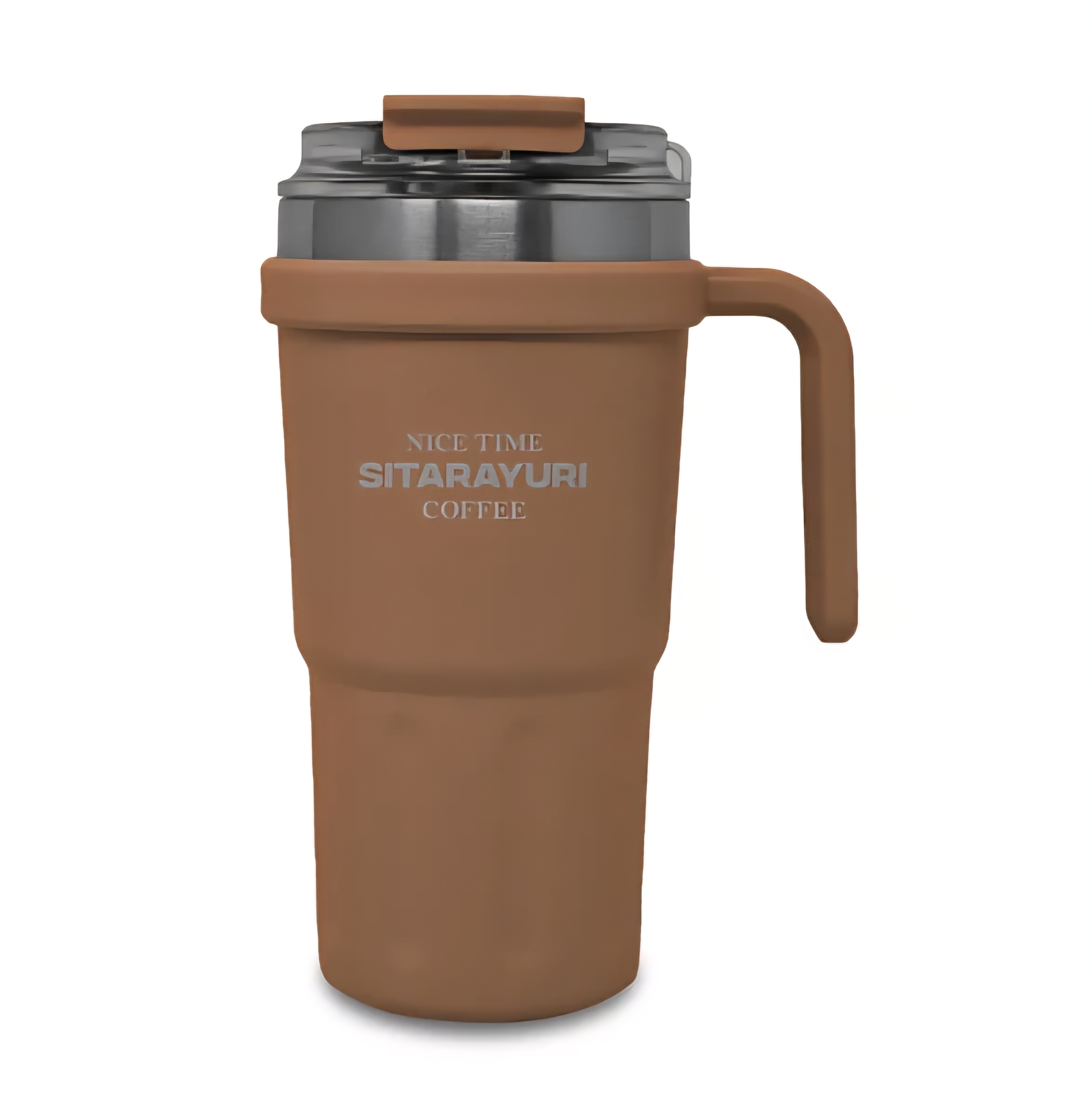 تراول ماگ سیتارایوری ۶۰۰ میلی‌لیتر قهوه‌ای با بدنه مات و استیل دوجداره ۳۰۴