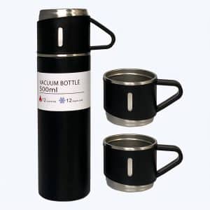 فلاسک کادویی سه کاپ استیل دوجداره ظرفیت ۵۰۰ میلی‌لیتر