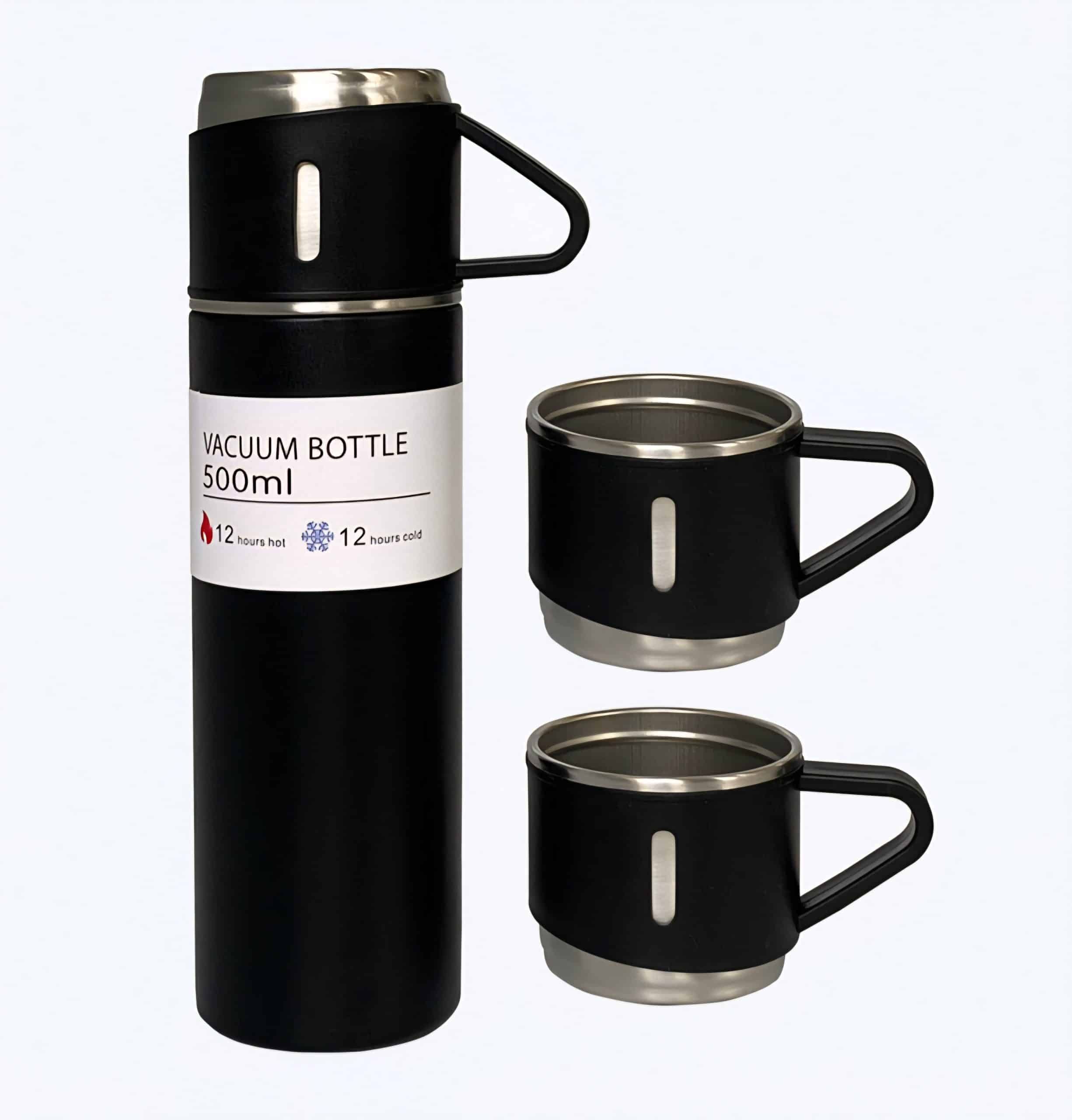 فلاسک کادویی سه کاپ استیل دوجداره ظرفیت ۵۰۰ میلی‌لیتر