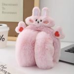 گوشبند زمستانی مخمل طرح خرگوش رنگ صورتی نرم و گرم