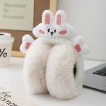 گوشبند پشمی مخملی طرح خرگوش رنگ سفید مناسب روزهای سرد