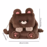 کیف دوشی و کوله پشتی خز دار طرح تدی قهوه ای