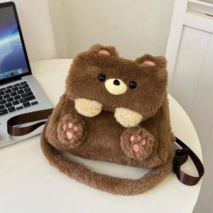 کوله و کیف شانه ای پولیشی طرح خرس کد 0661