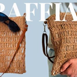 آموزش بافت کیف با نخ رافیا - ساخت کیف حصیری رافیا دست‌ساز با قلاب‌بافی