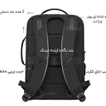 نمای پشتی و بندهای ارگونومیک تنفسپذیر کوله مسافرتی BANGE 3028