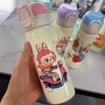 قمقمه استیل لبوبو دوجداره رنگ صورتی مناسب مدرسه و سفر