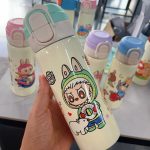 قمقمه استیل لبوبو دوجداره رنگ سبز پاستیلی با بدنه ضدنشت