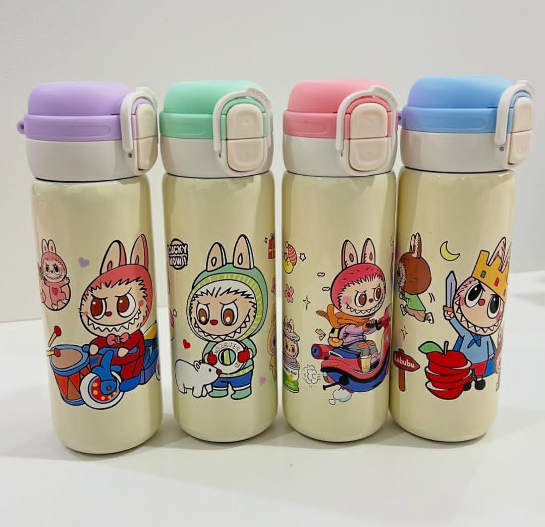 قمقمه استیل لبوبو دوجداره مناسب کودکان با طراحی فانتزی