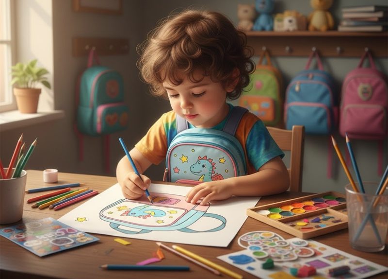 نقاشی کیف مدرسه + نمونه طرح های آماده برای رنگ آمیزی کیف مدرسه